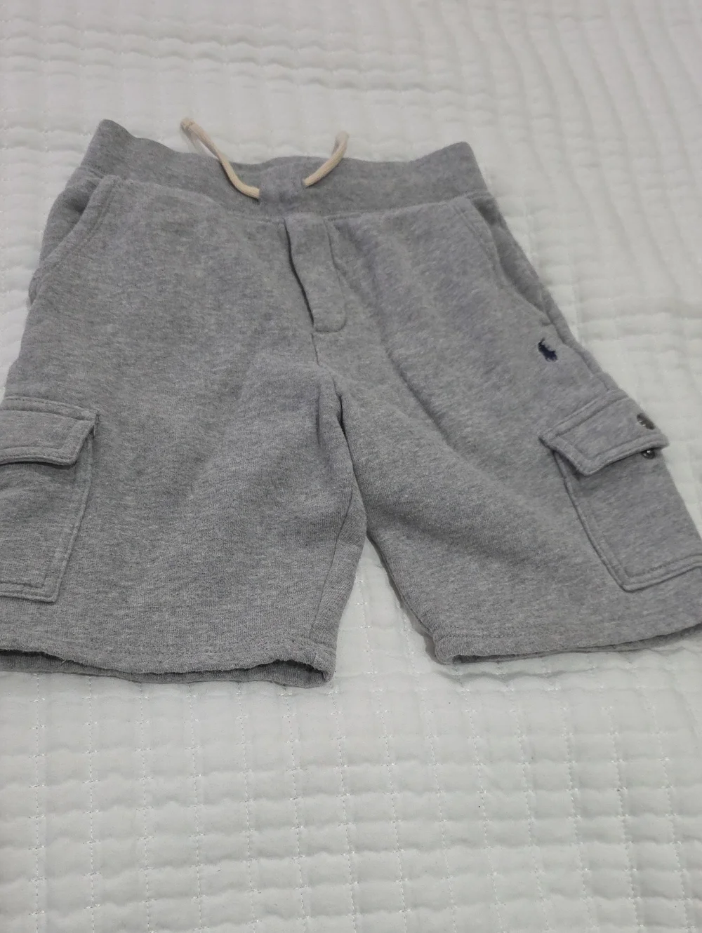 Ralph Lauren Light Gray Cargo Knit Shorts for Kids